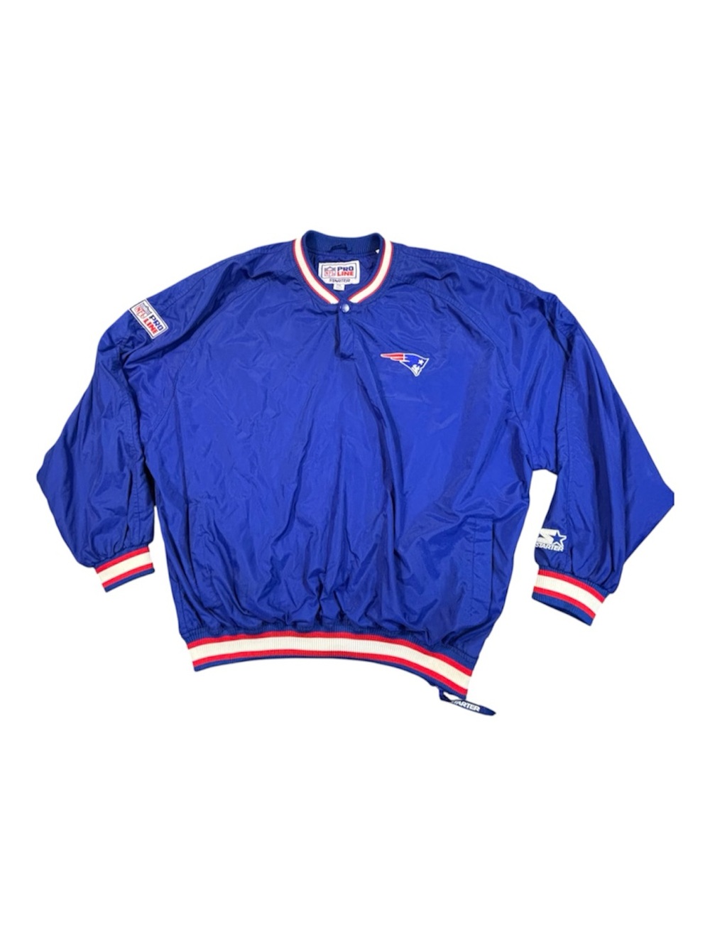 VTG New England Patriots Men 2XL Blue Starter NFL Pro Line Pullover Jacket 90s